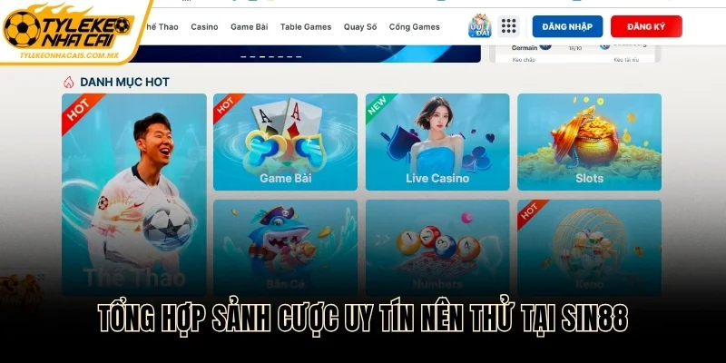 Danh sách sảnh cược uy tín tại SIN88