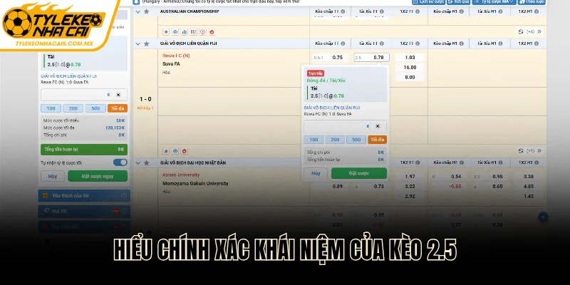 Hiểu chính xác khái niệm của kèo 2.5